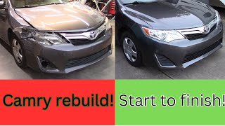 Collision repair on 2012 Camry Start to finish howto diy bodywork bodyshop [upl. by Iey]