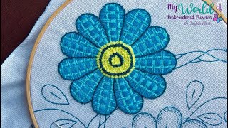 Bordado Fantasía Flor 55  Hand Embroidery Flower with Fantasy Stitch embroidery manualidades [upl. by Jahncke684]