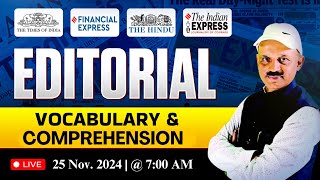 Daily Newspaper analysis Class  25 November 2024  Mastering Reading Comprehension  By Ajit Sir [upl. by Halullat]