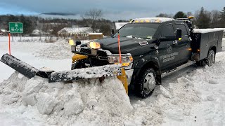 Plowing Steep Driveways w 2022 Ram 5500 Cummins 105’ Fisher XV2 [upl. by Oicnanev]