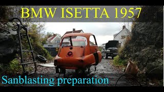 BMW Isetta restoration Ep 6 Preparing chassie for sandblasting [upl. by Comethuauc]