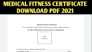 Medical Fitness certificate pdf  Medical fitness certificate for Admission and verification Deled [upl. by Carman684]