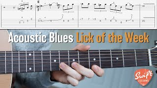 Classic Acoustic Blues Lick in Emaj  Guitar Lesson w Tabs [upl. by Inalaeham470]