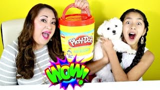 GIANT Play Doh Bucket With ToysShopkins My Little Pony Kinder Eggs Charm UB2cutecupcakes [upl. by Husch]