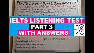 IELTS LISTENING TEST 3 PART 3 QUESTIONS 21  30  With Answers [upl. by Gnuhc]