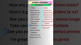 Saludos y despedidas en Inglés inglesrapidoyfacil english inglespractico ejerciciosdeingles [upl. by Basso]