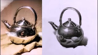 How to draw the Metal objects in graphite pencil [upl. by Boone]