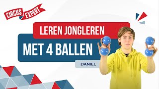 Hoe jongleer je met 4 ballen  Jongleren met 4 balletjes  Circusexpertnl [upl. by Roarke]