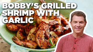 Bobby Flays Grilled Shrimp with Garlic Gambas al Ajillo  Boy Meets Grill  Food Network [upl. by Cianca420]