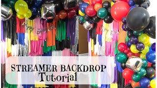 DIY Streamer  Fringe Wall Backdrop Tutorial with Balloon Garland [upl. by Hinkel]