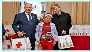 Princess Charlene and Prince Albert of Monaco spread Christmas cheer as they distribute gifts [upl. by Teagan]