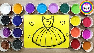 Colored Sand Painting Princess Dress For Kids And Toddlers  Beautiful Rainbow Dress Sand Art [upl. by Yule]