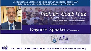 Prof Dr Saqib Riaz  AIOU  Keynote Speaker 2nd ICMCR  BZU WEB TV [upl. by Susi]