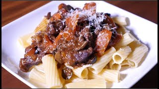 Beef Bourguignon Style Recipe With Pasta And Parmesan Cheese [upl. by Alyled583]