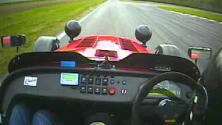 Caterham R500 vs Ferrari 430 Scuderia  Vålerbanen 20Sept2010AVI [upl. by Aicargatla]