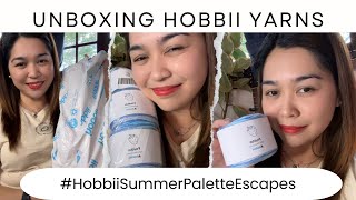 HOBBII Yarn Unboxing  HobbiiSummerPaletteEscapes sponsored Hobbiicom crochet [upl. by Garett943]