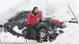 Parts of Europe blanketed by heavy snowfall [upl. by Kaczer454]