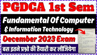 📚PGDCA 1st Sem Fundamental Of Computer imp questions for december exam 2023 dca pgdca mcu [upl. by Adnicaj]