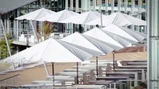 Giant parasols with remote control and motor drive Smart Home compatible made in Germany by MAY [upl. by Ahseel]