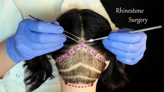 ASMR Satisfying Rhinestone Removal from Scalp Hairline amp Eyebrows Whispered [upl. by Einnahc]