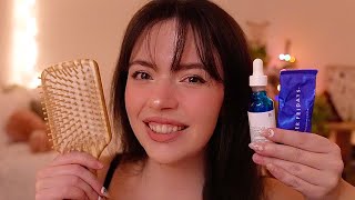 ASMR ❄️ Cozy Winter Personal Attention hairbrushing skincare layered sounds ear cleaning [upl. by Atteval615]