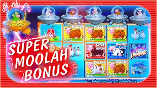 SUPER MOOLAH LETS BONUS AGAIN  Invaders Attack From the Planet Moolah CASINO SLOTS [upl. by Ajet219]