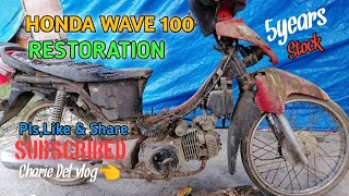 HONDA WAVE 100 RESTORATION PART 1 5YEARS STOCK [upl. by Nance]