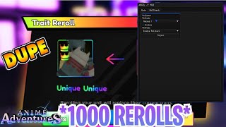 ROBLOX Anime Adventures HACKSCRIPT  DUPE SCRIPT amp ROLLBACK DUPE INFINITE TRAIT REROLLS [upl. by Solokin]