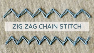 Learn How to Embroider Zig Zag Chain Stitch  Hand Embroidery Tutorial [upl. by Shani818]