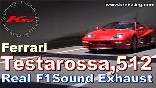 Ferrari Testarossa512TRF512M Super High Pitched amp Louder Real F1Sound Of Kreissieg Exhaustksg [upl. by Ynot775]