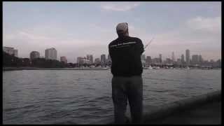 Burnham Harbor Shore Fishing on Lake Michigan for Coho [upl. by Hgielar]