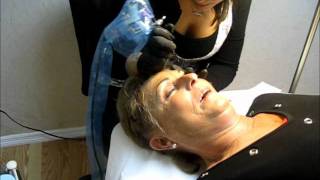 The client is SLEEPING during a permanent makeup brow procedure [upl. by Chickie72]