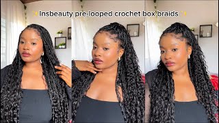 Insbeauty prelooped crochet box braidsbox braids with human hair extensiontrending crochet styles [upl. by Nahrut882]