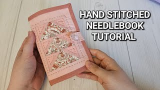 Hand Sewn Needle Case Book Tutorial  Needlework case [upl. by Eveivaneg]