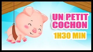 Un petit cochon pendu au plafond  1h30 de comptines pour les bébés [upl. by Kattie]