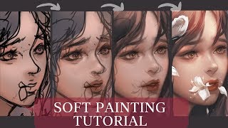 Medibang Soft painting  Brush settings  TUTORIAL  SPEEDPAINT [upl. by Meehaf]