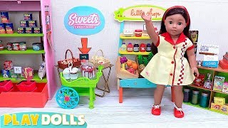 AG Dolls Set up New Grocery Store  PLAY DOLLS food names practice [upl. by Miki]