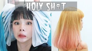 Insane 11 Hour Hair Transformation  Electric Blue to Strawberry Blonde [upl. by Rape400]