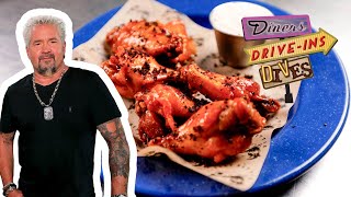 Guy Fieri Eats quotWeirdquot Pizza amp Wings in Memphis TN  Diners DriveIns and Dives  Food Network [upl. by Sito]