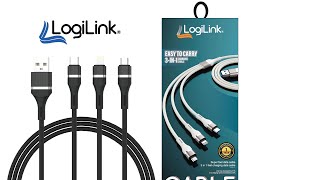 Logilink 3in1 Usb To Microtype Ciphone Nylon Data Cable 6a Fast Charging 1m 1 Year Warranty Black [upl. by Frasquito]