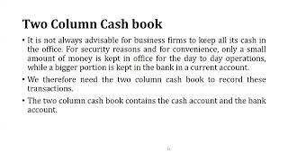 LECTURE ON THE CONCEPT OF A CASHBOOK [upl. by Brig]