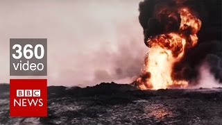 Poisoned Ground a journey to Iraq’s burning oil fields 360 video  BBC News [upl. by Annahpos201]