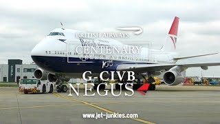 BA NEGUS GCIVB 747400 retro media event arrival and walk around London Heathrow [upl. by Christoffer]