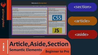 HTML Tutorial  Beginner to Pro  017  Semantic Elements  Article Aside and Section Elements [upl. by Goodill60]