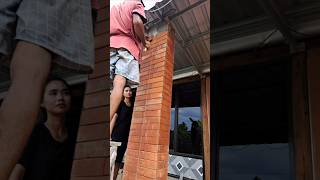 installing bricks for home decoration [upl. by Sancha]