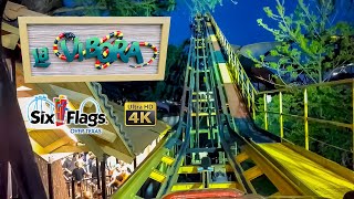 2022 La Vibora Bobsled Roller Coaster at Night On Ride Front Seat 4K POV Six Flags Over Texas [upl. by Ivetts352]