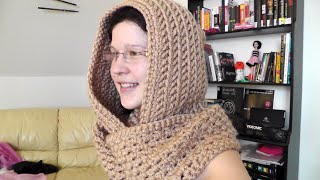 How to crochet a scoodie hooded scarf for left handed [upl. by Alahs]