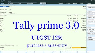 tally prime  utgst entry in tally  utgst in tally prime  utgst in hindi  tally prime 30 [upl. by Wilton]