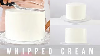 HOW TO DECORATE A CAKE WITH WHIPPED CREAM FOR BEGINNERS │ SHARP EDGES  SMOOTH SIDES │CAKES BY MK [upl. by Chrisoula]