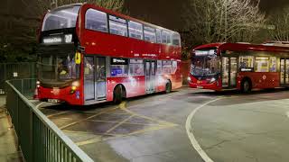 Londons Buses after dark within Turnpike Lane Station on 25th January 2022 [upl. by Llejk747]